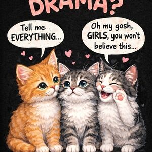 Cute Cat Graphic T-Shirt - Black